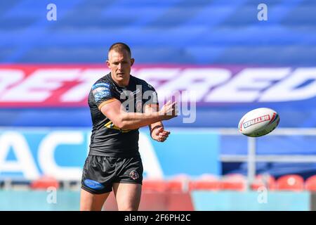 Greg Eden (23) de Castleford Tigers lors de l'échauffement avant le match, le 4/2/2021. (Photo de Craig Thomas/News Images/Sipa USA) crédit: SIPA USA/Alay Live News Banque D'Images