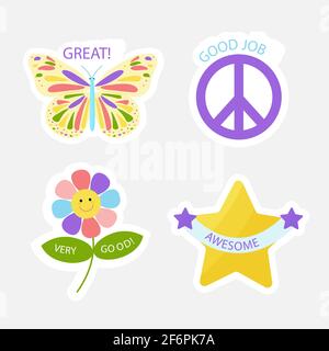 Jeu d'étiquettes de travail et d'excellent travail Illustration vectorielle. Illustration de Vecteur