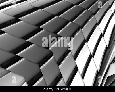 Chrome couleur géométrie gris 3d abstrait bande métal fond. Belles formes lignes de pliage couleur chrome Banque D'Images