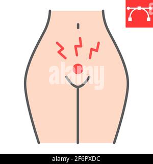 Crampes menstruelles ligne de douleur icône, menstruation et gynécologie, crampes menstruelles icône vecteur de douleur, graphiques vectoriels, modifiable contour d'AVC signe, eps 10 Illustration de Vecteur