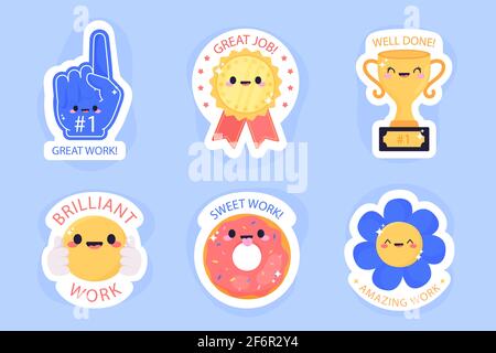 Jeu d'étiquettes de travail et d'excellent travail Illustration vectorielle. Illustration de Vecteur