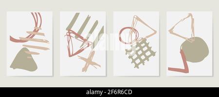 Diverses feuilles et fleurs, formes abstraites. Illustration de Vecteur