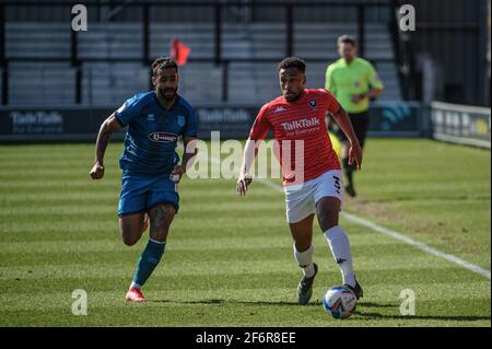 SALFORD, ROYAUME-UNI. 2 AVRIL : Ibou Touray de Salford City FC pendant le match Sky Bet League 2 entre Salford City et Grimsby Town à Moor Lane, Salford le vendredi 2 avril 2021. (Credit: Ian Charles | MI News) Credit: MI News & Sport /Alay Live News Banque D'Images