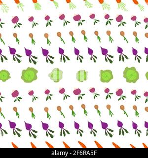 légumes écologiques. micro-légumes. motif de légumes sans couture. Ferme familiale. Maison jardin. Un jardin de légumes sur le rebord de la fenêtre. Illustration de Vecteur