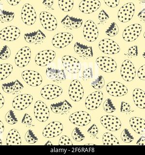 Motif vectoriel sans couture avec œufs sur fond rose clair. Papier peint simple avec coquilles d'œufs cassées. Répétez le textile à pois. Illustration de Vecteur