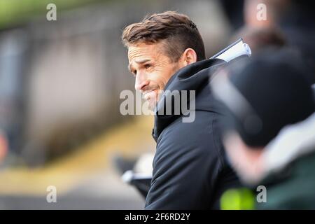 DERBY, ANGLETERRE. 2 AVRIL : Chris Cohan, l'entraîneur de la première équipe de Luton Town réagit lors du match de championnat Sky Bet entre Derby County et Luton Town au Pride Park, Derby le vendredi 2 avril 2021. (Credit: Jon Hobley | MI News) Credit: MI News & Sport /Alay Live News Banque D'Images