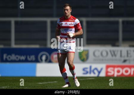 St Helens, Royaume-Uni. 02 avril 2021. Iain Thornley (3) de Leigh Centurion pendant le match à St Helens, Royaume-Uni le 4/2/2021. (Photo de Richard long/News Images/Sipa USA) crédit: SIPA USA/Alay Live News Banque D'Images