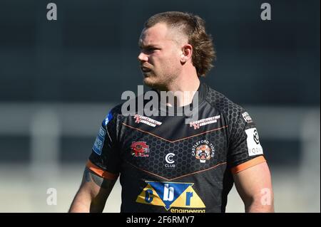 St Helens, Royaume-Uni. 02 avril 2021. Cheyse Blair (12) de Castleford Tigers pendant le match à St Helens, Royaume-Uni, le 4/2/2021. (Photo de Richard long/News Images/Sipa USA) crédit: SIPA USA/Alay Live News Banque D'Images