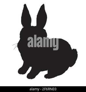 Silhouette d'animal de lapin, icône, symbole de signe de lapin vectoriel sur fond blanc. Illustration de Vecteur