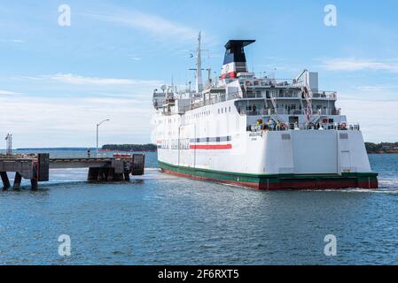 Souris, Île-du-Prince-Édouard, Canada – 28 août 2020 : le traversier de l'ACCT pour les Îles-de-la-Madeleine (Îles-de-la-Madeleine) au quai de la Banque D'Images