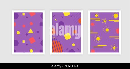 Modèle de conception de cartes artistiques modernes. Ensemble de motifs abstraits d'arrière-plan - soldes d'été, contenu promotionnel sur les médias sociaux. Formes tendance colorées Illustration de Vecteur