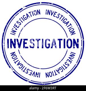 Grunge bleu mot d'investigation rond joint caoutchouc cachet sur blanc arrière-plan Illustration de Vecteur