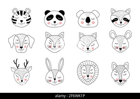 Collection d'animaux dessinés à la main Illustration de Vecteur
