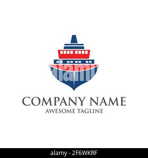 Logo abstrait du navire. Icône de yacht. Motif bateau. Symbole de transport maritime. Icône nautique. Modèle de logo vectoriel prêt à l'emploi Illustration de Vecteur