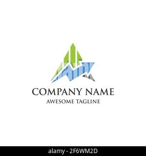 logo abstrait du marché financier. graphique à barres des finances ou symbole d'icône marketing de la bourse. modèle de logo prêt à l'emploi Illustration de Vecteur