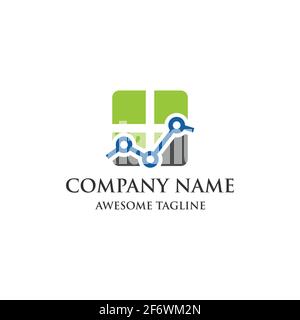 logo abstrait du marché financier. graphique à barres des finances ou symbole d'icône marketing de la bourse. modèle de logo prêt à l'emploi Illustration de Vecteur