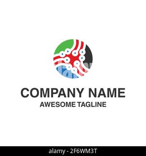 logo abstrait en forme de cercle. logo en technologie informatique. modèle de logo prêt à l'emploi Illustration de Vecteur