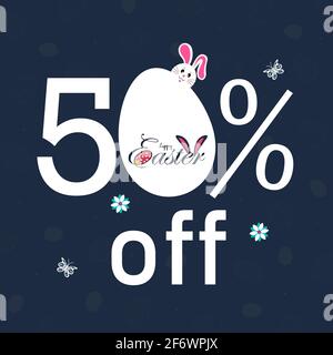 50 % de rabais sur le modèle d'arrière-plan de la bannière des soldes de Pâques. Illustration vectorielle. Illustration de Vecteur