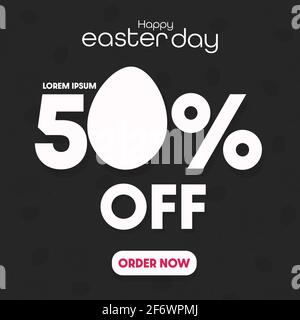 Bannière ou cartes de vœux des fêtes de Pâques joyeuses 50 % de réduction. Illustration vectorielle Illustration de Vecteur