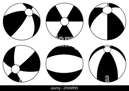 Ensemble de différentes boules de plage isolées sur blanc Banque D'Images