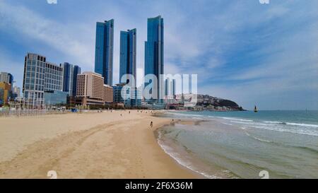 Paysage de la plage de haeundae, Busan, Corée du Sud, Asie Banque D'Images