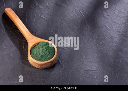 Algues unicellulaires bleu-vert spiruline - aliments sains Banque D'Images