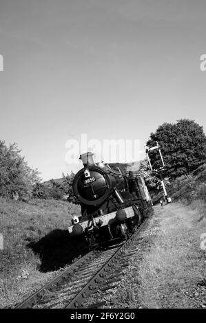 '3850' en quittant Winchcombe avec un train de marchandises et en direction de Greet tunnel. Banque D'Images