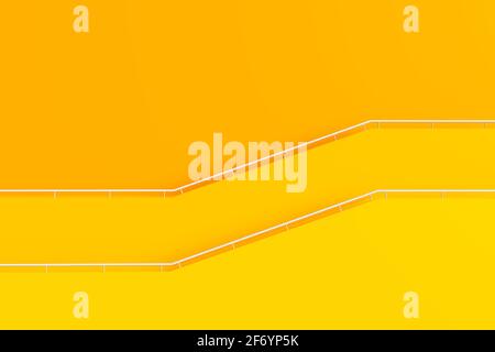 construction jaune et marche avec rambarde, architecture 3d minimale, rendu d'illustration 3d Banque D'Images