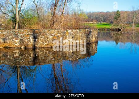 Réflexions dans le lac de Davidson's Mill Pond Park sur un journée ensoleillée au début du printemps -11 Banque D'Images