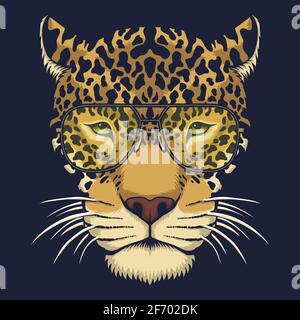 Illustration vectorielle de lunettes de tête Jaguar Illustration de Vecteur