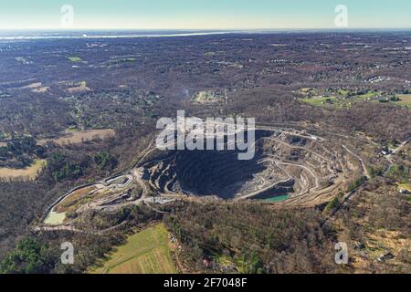 Vue aérienne de la carrière de gravier, Pennsylvanie, États-Unis Banque D'Images