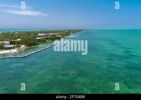 Vue aérienne des kayaks dans l'océan, Key Largo Florida USA Banque D'Images