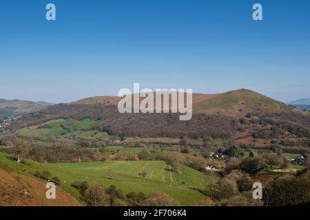 Ragleth Hill, vue de Small Batch on the long Mynd, Church Stretton, Shropshire. Banque D'Images