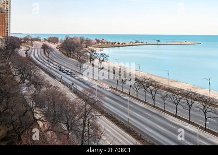 Vue aérienne de Lake Shore Drive Banque D'Images