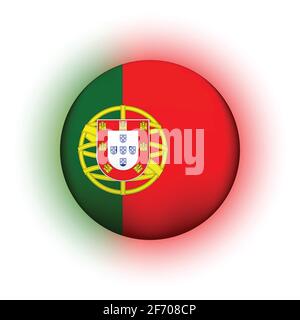 Boule lumineuse en verre avec drapeau du Portugal. Sphère ronde, icône de modèle. Symbole national portugais. Boule brillante réaliste, vecteur abstrait 3D Illustration de Vecteur