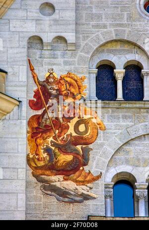 Vue de l'intérieur des murs du château de Neuschwanstein Banque D'Images