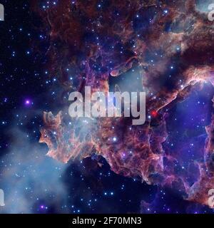 Un environnement nébuleuse fantastique avec la planète. rendu 3d Banque D'Images