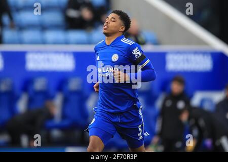 Leicester, Royaume-Uni. 03ème avril 2021. Wesley Fofana #3 de Leicester City pendant le match à Leicester, Royaume-Uni le 4/3/2021. (Photo de Mark Cosgrove/News Images/Sipa USA) crédit: SIPA USA/Alay Live News Banque D'Images