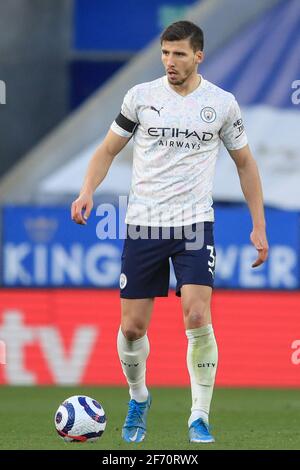 Leicester, Royaume-Uni. 03ème avril 2021. Ruben Dias #3 de Manchester City pendant le match à Leicester, Royaume-Uni le 4/3/2021. (Photo de Mark Cosgrove/News Images/Sipa USA) crédit: SIPA USA/Alay Live News Banque D'Images