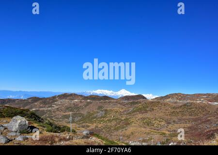 Vue panoramique et majestueuse sur le mont Kanchenjunga depuis sikkim Banque D'Images