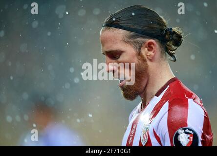 Séville, Espagne. 3 avril 2021. Iker Muniain de Bilbao réagit lors du match final de la coupe du roi d'Espagne entre l'Athlétique Club Bilbao et Real Sociedad à Séville, Espagne, le 3 avril 2021. Le jeu est la finale replanifiée de la compétition de 2019-2020 qui a été initialement reportée en raison de la pandémie du coronavirus. Crédit: Pablo Morano/Xinhua/Alay Live News Banque D'Images