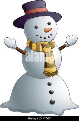 Illustration vectorielle d'un bonhomme de neige de dessin isolé sur fond blanc Illustration de Vecteur