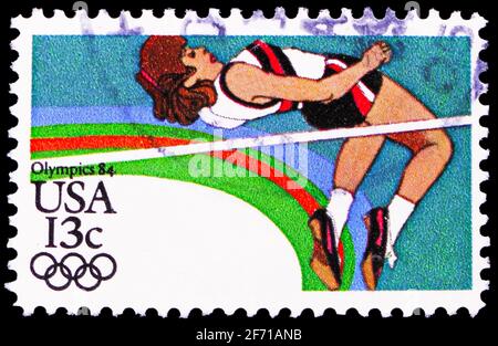 MOSCOU, RUSSIE - 20 JANVIER 2021: Timbre-poste imprimé aux États-Unis montre , série, circa Banque D'Images