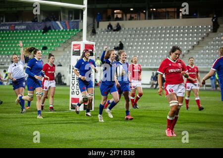 Pauline Bourdon de France lors du match de rugby 2021 des six Nations femmes entre la France et le pays de Galles le 3 avril 2021 au stade de la Rabine à vannes, France - photo Damien Kilani / DK Prod / DPPI / LiveMedia Banque D'Images