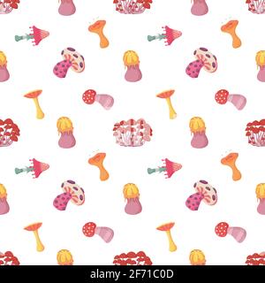 Motif fantasy Alien champignon sans couture pour le tissu Illustration de Vecteur