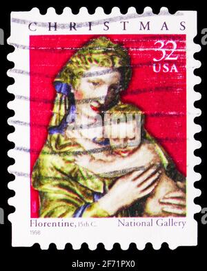 MOSCOU, RUSSIE - 20 JANVIER 2021: Timbre-poste imprimé aux États-Unis montre , série, circa Banque D'Images