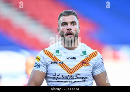 Mike McMeeken (12) de Catalans Dragons in, le 4/3/2021. (Photo de Craig Thomas/News Images/Sipa USA) crédit: SIPA USA/Alay Live News Banque D'Images