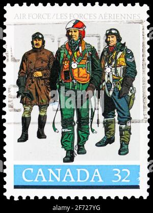 MOSCOU, RUSSIE - le 28 FÉVRIER 2021 : le timbre-poste imprimé au Canada montre Air Force, vers 1984 Banque D'Images