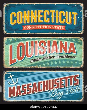 Plaques du Connecticut, du Massachusetts et de la Louisiane Illustration de Vecteur