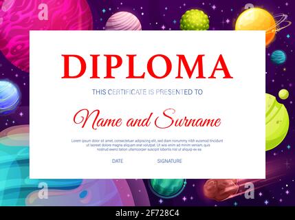 Diplôme d'école maternelle certificat vectoriel Illustration de Vecteur